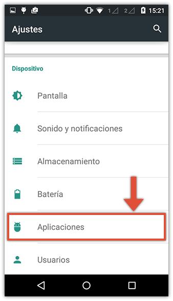 Acceder a configuración del dispositivo para forzar parada de app Android