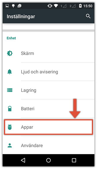 Android inställningar för appstängning