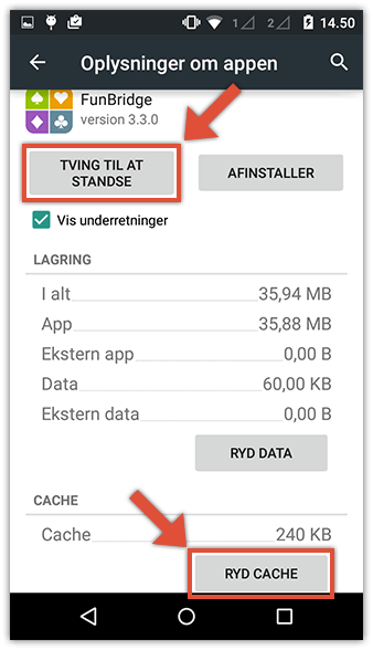 Gennemtving lukning-knap på Android