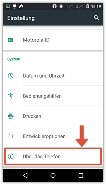 update2 Über dieses Gerät Menü in Android-Einstellungen
